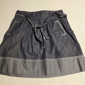LOFT Two Tone Grey A-Line Skirt with Tie Waist 10P